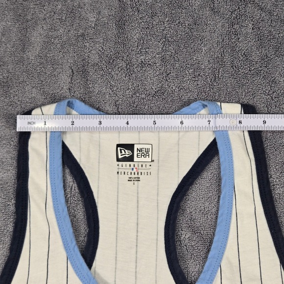 New Era Tampa Bay Rays Tank Top Womens S Cream Pinstripe Excellent Henley MLB - Picture 6 of 11